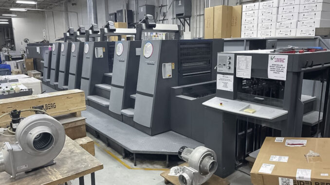 2004 Heidelberg CD74-6P+LX F-format six-color coater 23 x 29 inch offset press available for sale with Trinity Printing Machinery USA
